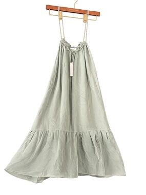 Women’s Asymmetrical Silk Dress in olive Green